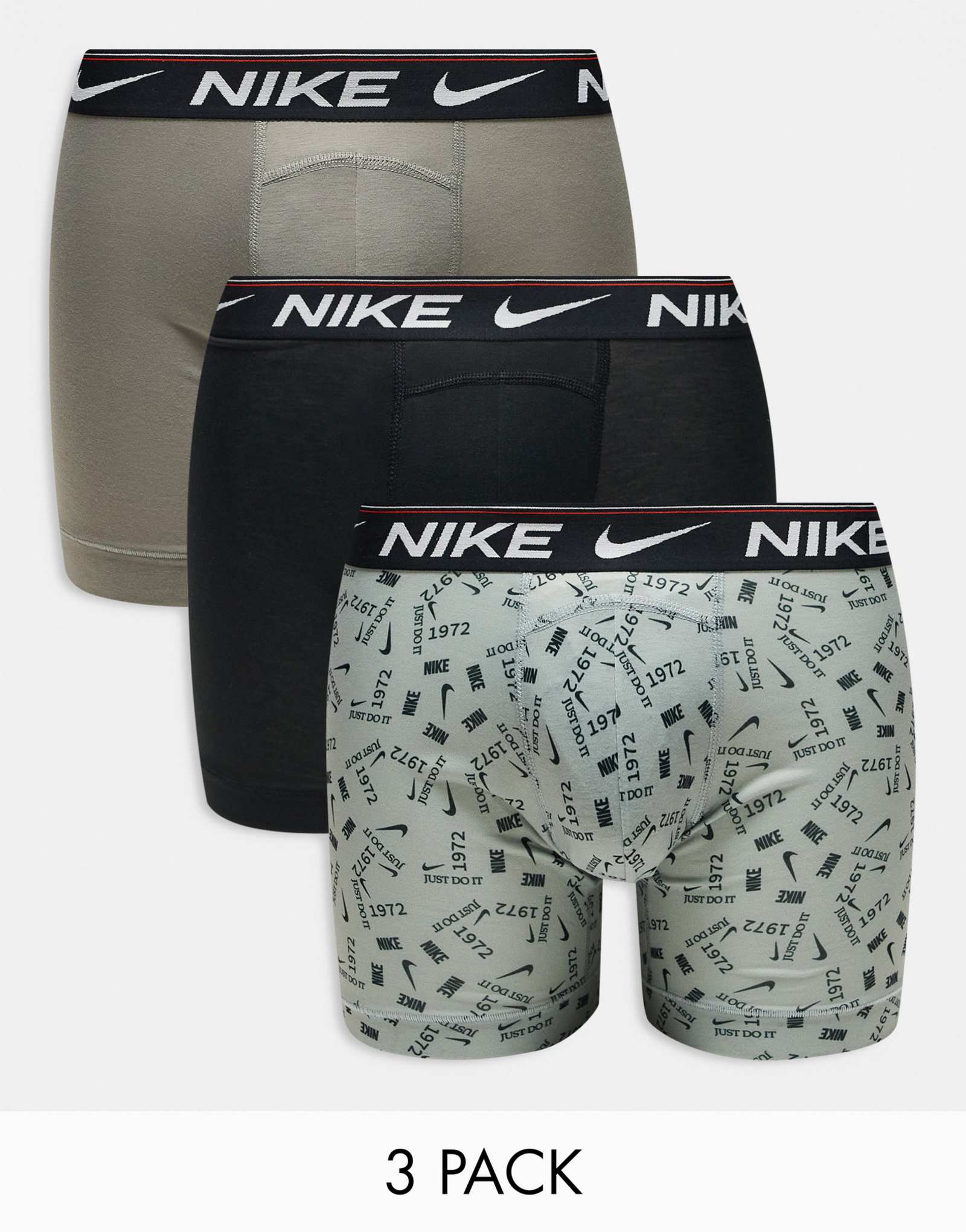 Боксерские трусы Nike Dri-Fit ultra comfort из 3-х комплектов с принтом черного/серого/зеленого цветов