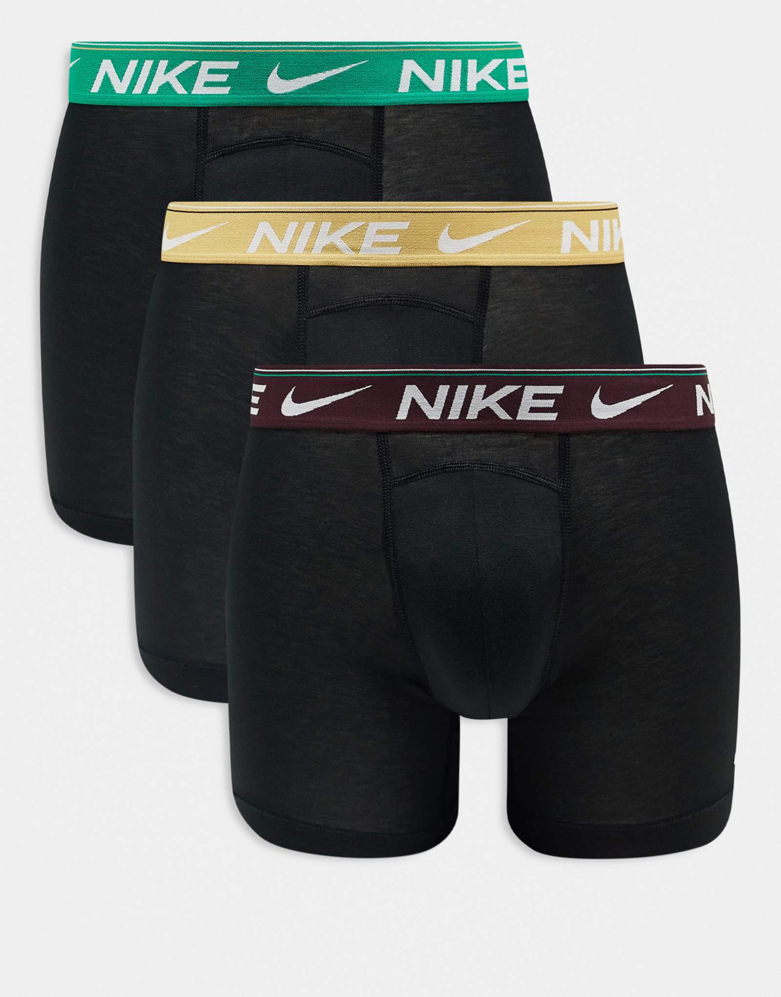 Шорты-боксеры Nike Dri-Fit ultra comfort из 3 предметов с цветным поясом зеленого/золотого/ бордового цвета