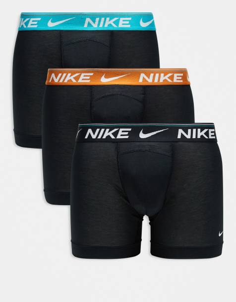 Nike Dri-Fit Ultra Comfort 3 pack boxer briefs in black with black / orange / blue waistbands - view 1