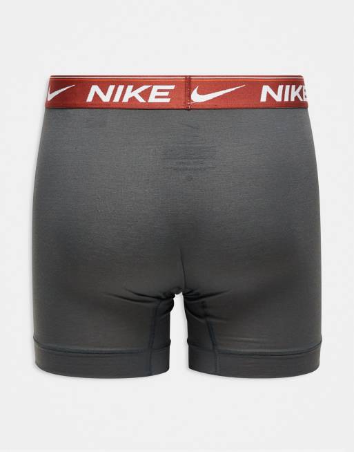 Nike Dri-Fit Ultra Comfort 3 pack boxer briefs in gray with contrast waistbands, 2 of 3