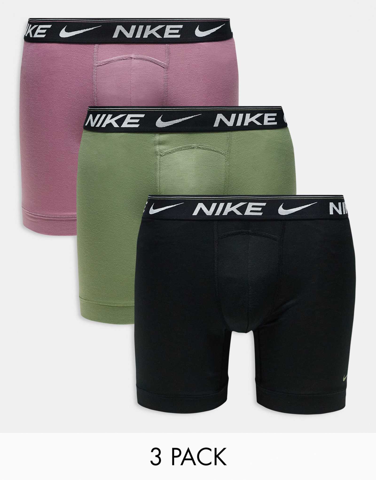 Трусы-боксеры Nike Dri-Fit Ultra Comfort из 3-х комплектов зеленого/черного/ сливового цветов