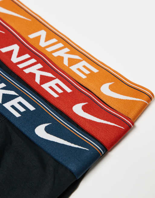Nike Dri-FIT ultra comfort 3 pack briefs with colored waistband in orange/red/navy, 2 of 3