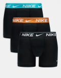 [Nike] Nike Dri-FIT Ultra Comfort 3 pack trunks in black with contrast waistbands XS BLK - SFTY ORNG/ S
