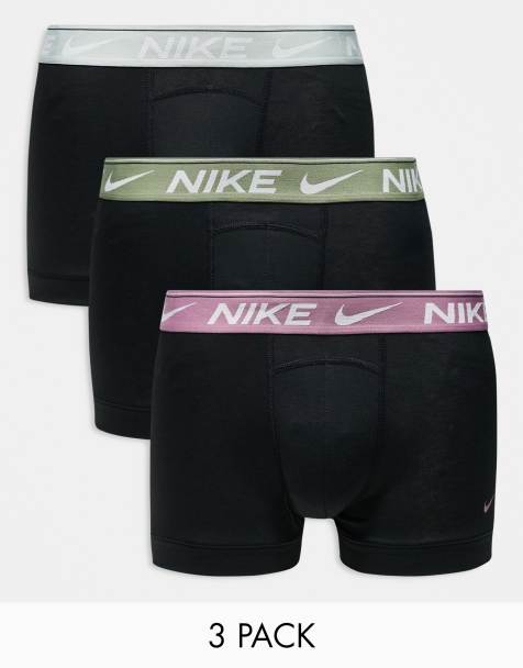 Nike - Dri-FIT Ultra Comfort - Confezione da 3 paia di boxer aderenti con fascia in vita colorata verde/nera/prugna - view 1