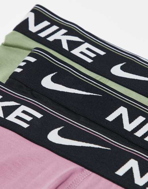 Nike - Dri-Fit Ultra comfort - Lot de 3 boxers - Vert/noir/prune, 2 de 3