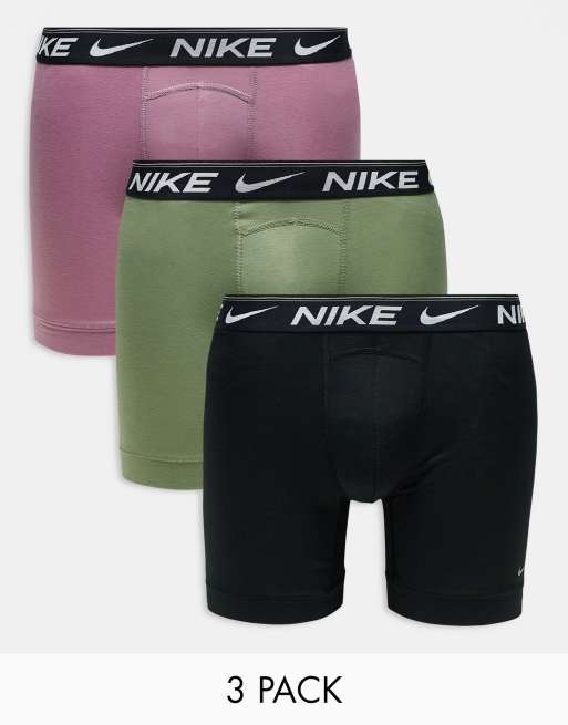 Nike – Dri-FIT Ultra Comfort – Zestaw 3 par bokserek w kolorach zielonym, czarnym i fioletowym