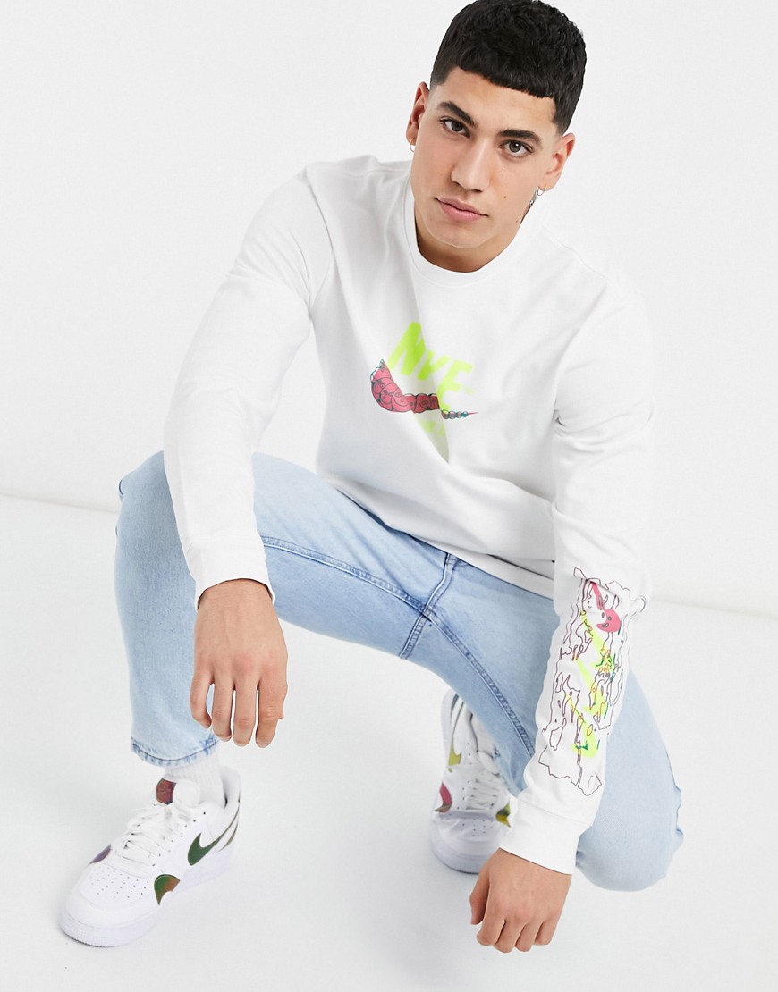 Nike Drip wash long sleeve T-shirt with print in white