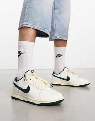 Nike Dunk Low trainers in coconut milk and deep green - ASOS Price Checker