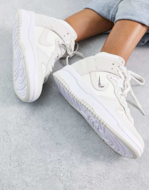 Nike Dunk Baskets montantes Blanc et tain