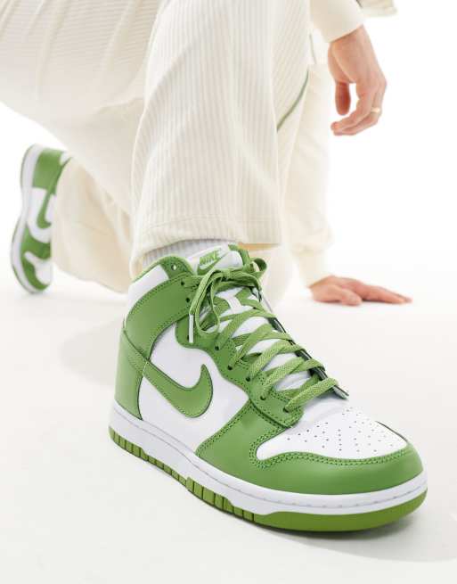 Nike – Dunk Hi – Biało-zielone buty sportowe w stylu retro 