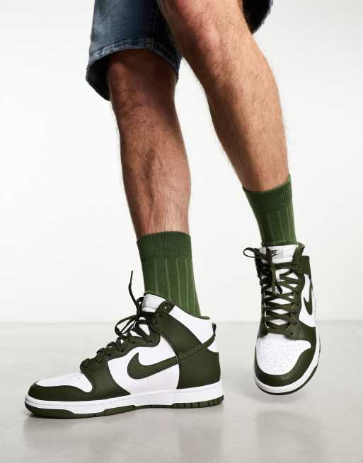 Nike – Dunk Hi – Khakifärgade och vita sneakers med halvhöga skaft, 2 av 4
