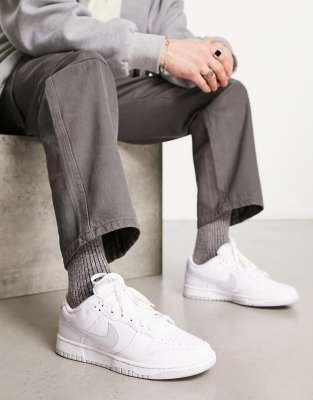 Nike Dunk Hi Low trainers in white and grey | ASOS