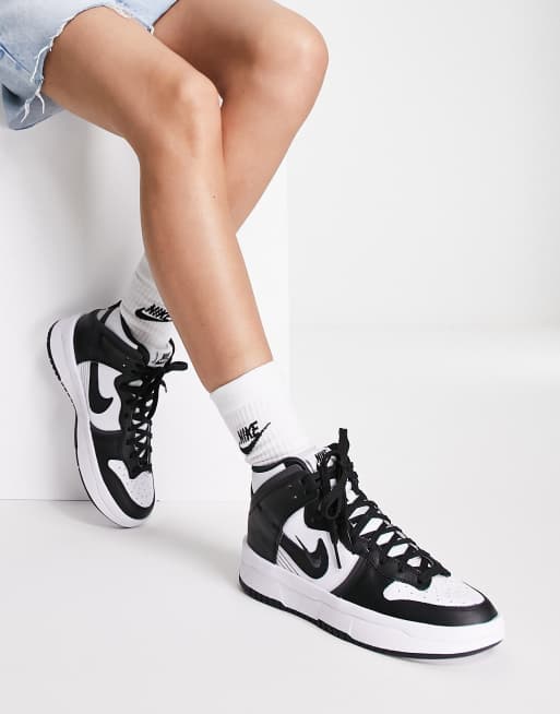 Nike platform sneakers 2024 black and white