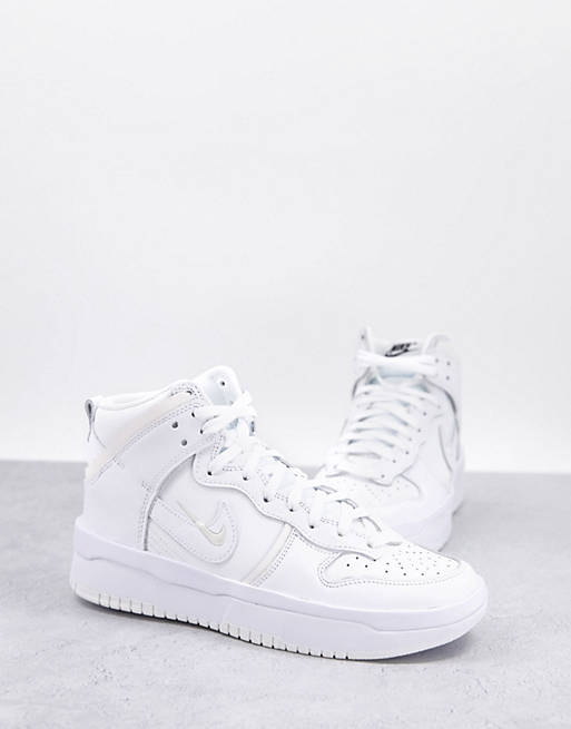 Shoes Trainers/Nike Dunk Hi Rebel trainers in white and stone 