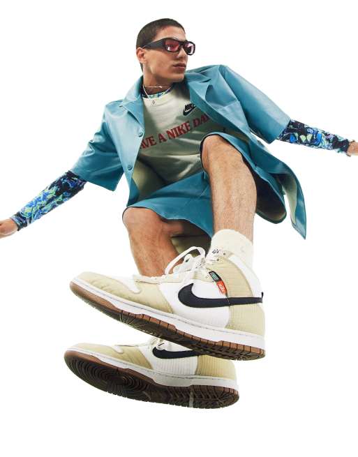 Nike – Dunk Hi Retro Premium M2Z2 – Sneaker mit Cord in Stein