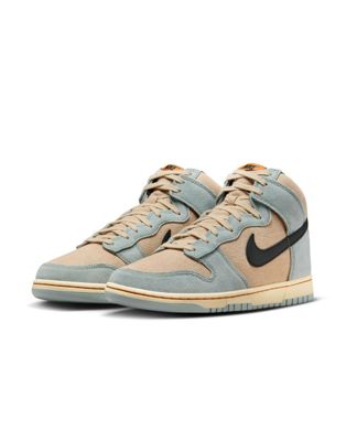 Nike Dunk Hi Retro SE sneakers in gray and brown