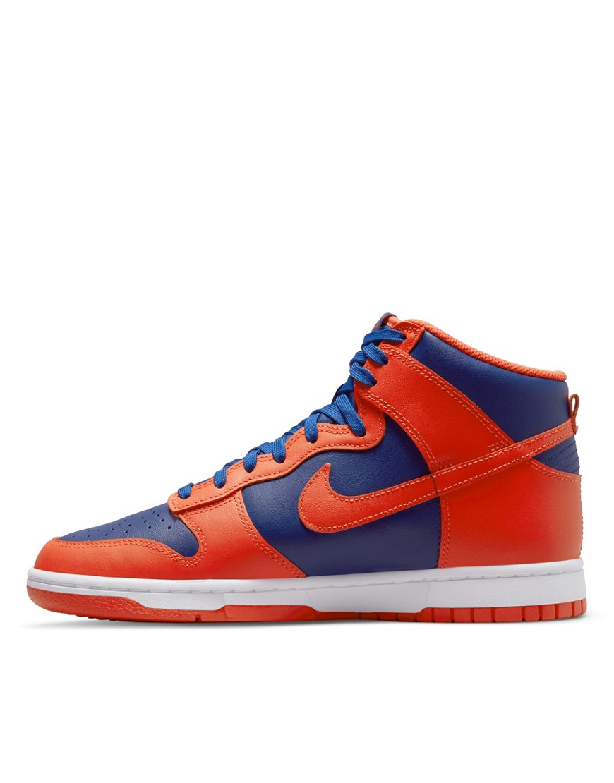 Nike Dunk Hi Retro sneakers in orange/deep royal blue