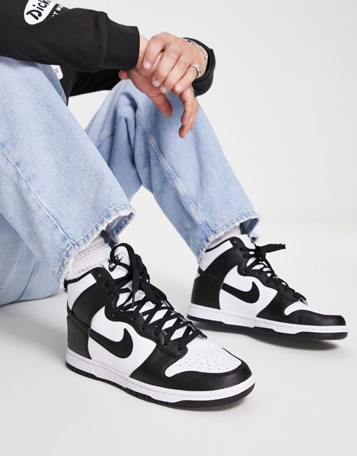 Nike Dunk Hi Retro trainers in black and white | ASOS