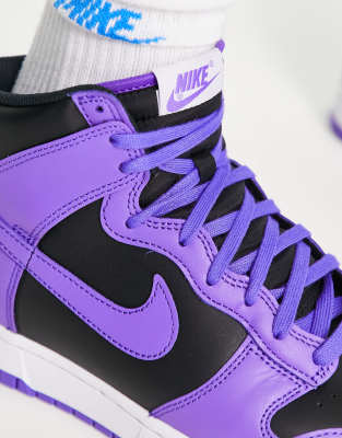 Nike Dunk Hi retro trainers in pastel purple and black