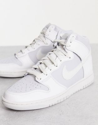 Nike Dunk Hi retro trainers in white and grey