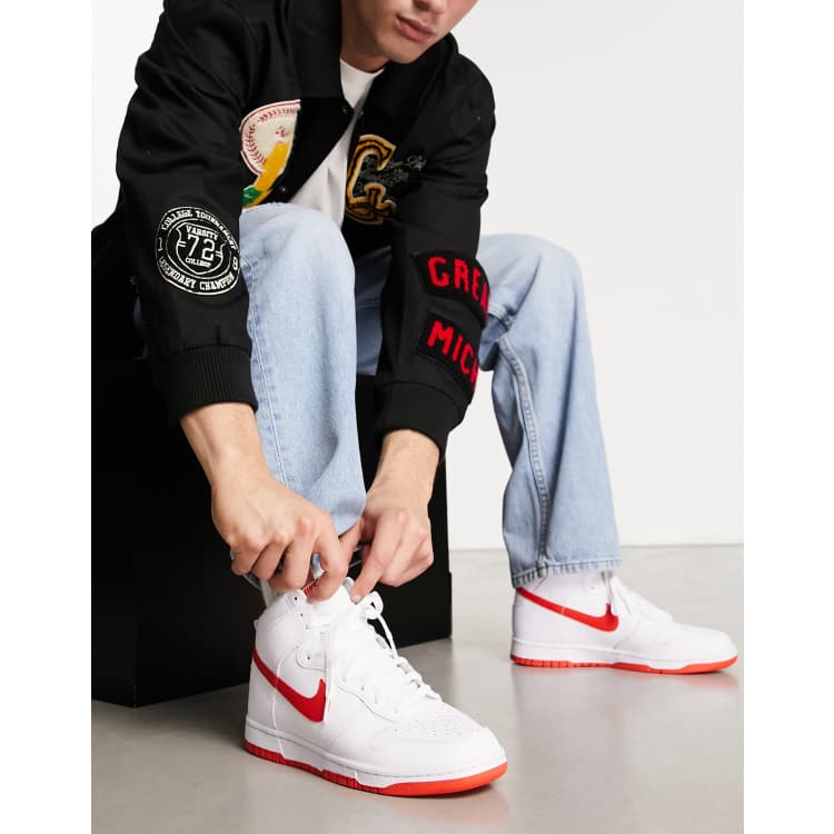 Red and white store nike high tops