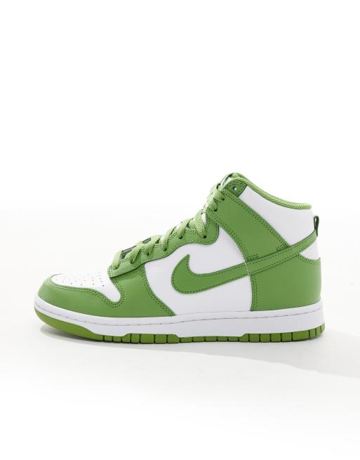 Nike Dunk Hi Retro trainers in white and green 