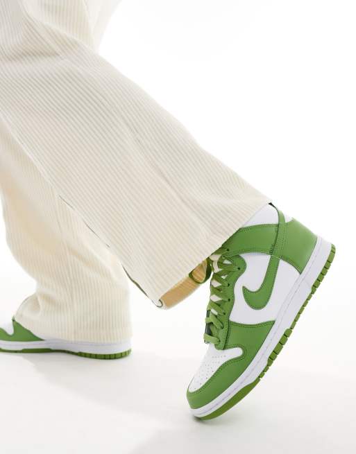 Nike – Dunk Hi – Vita och gröna sneakers i retrostil med höga skaft , 5 av 5