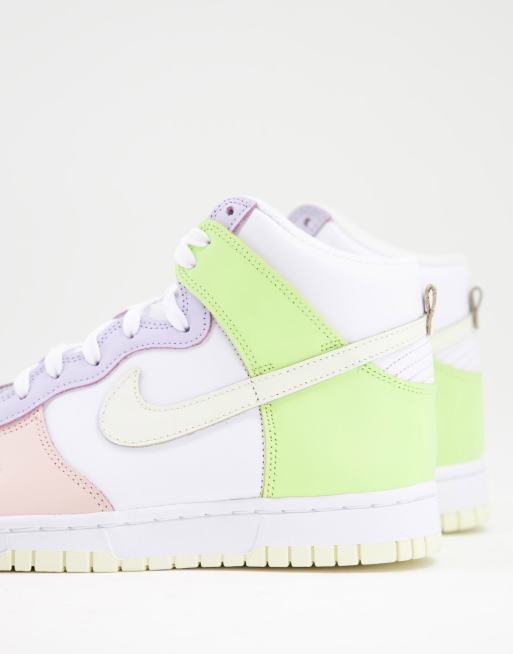 Nike Dunk High Hoge sneakers in witte en pastelkleurige