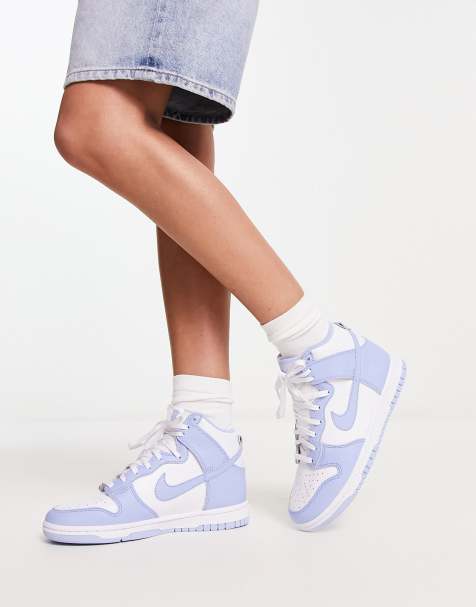 Nike - Dunk High - Hvide og aluminiumsblå sneakers - view 1