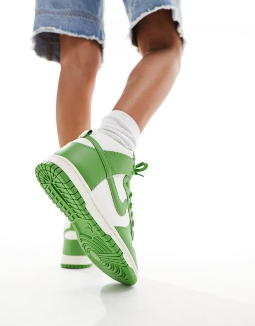 Nike - Dunk high - Hvide og panggrønne sneakers, 3 af 4