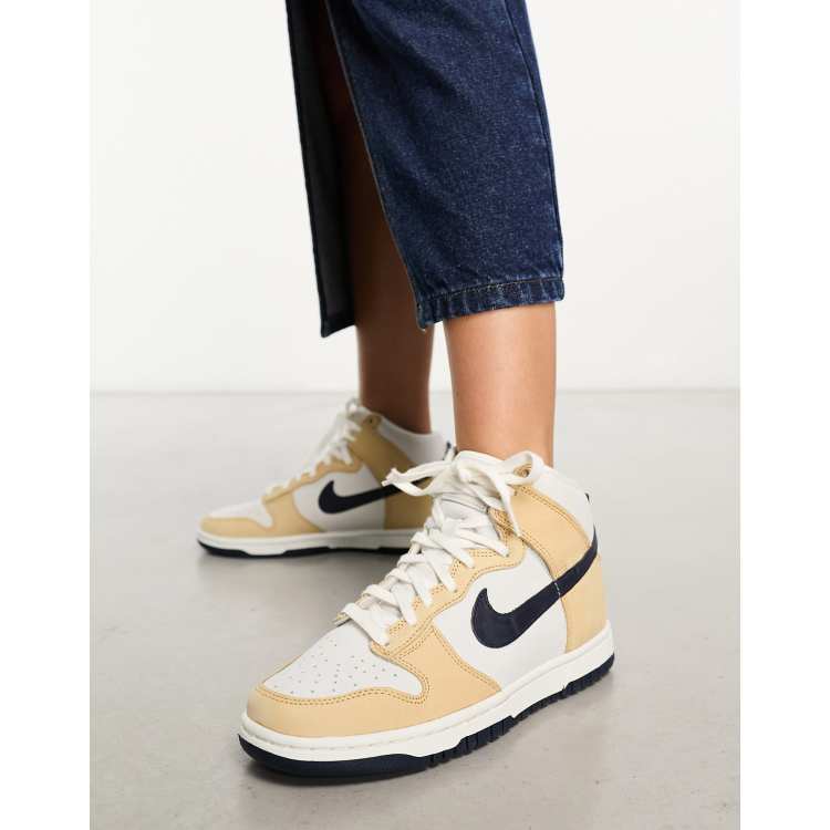 Nike Dunk High premium sneakers in sail and sand | ASOS