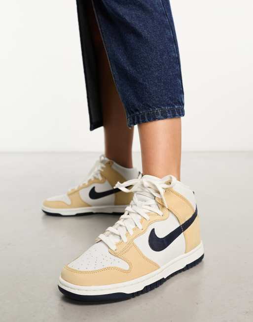 Nike Dunk High premium sneakers in sail and sand | ASOS