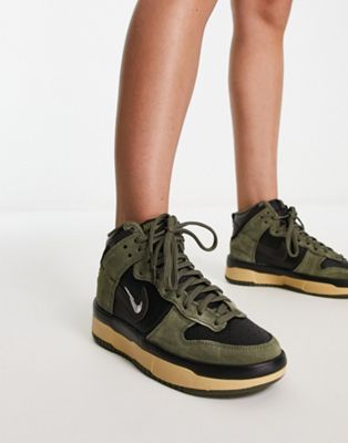 Nike Dunk High Rebel trainers in olive and black