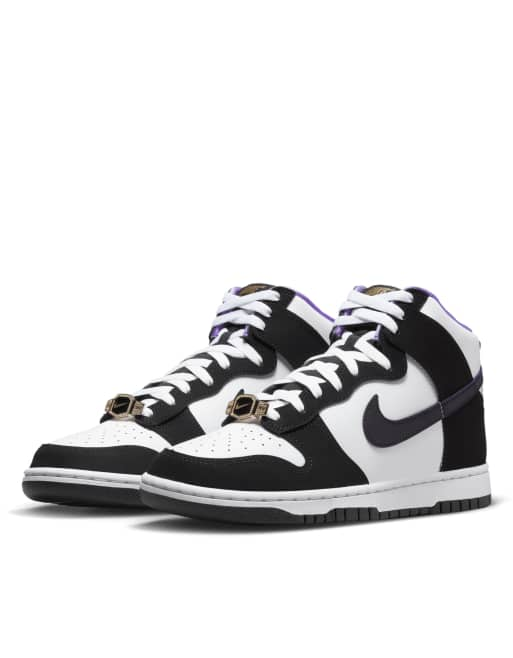 Nike Dunk High Retro Premium Emb Sneakers In Purple And White Asos