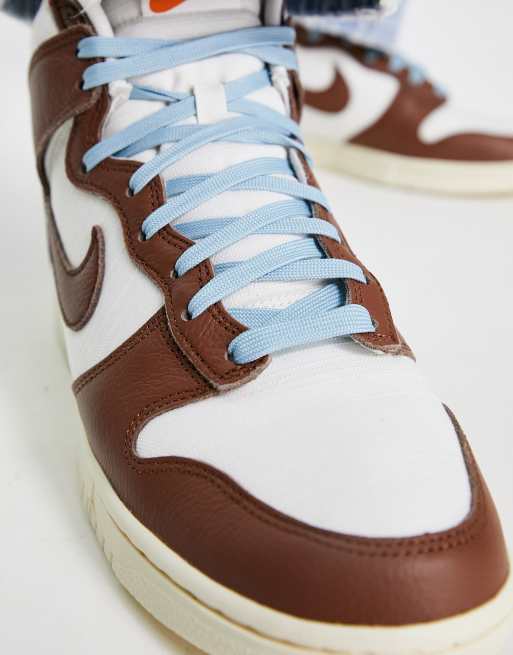 Nike Dunk High Retro Premium sneakers in pecan and sail white | ASOS