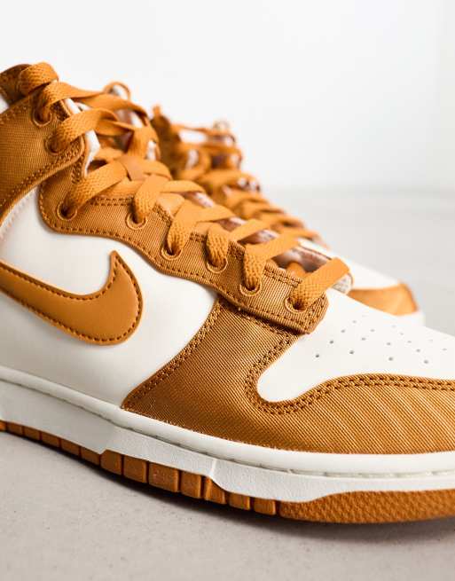 Orange and white 2025 nike dunks high