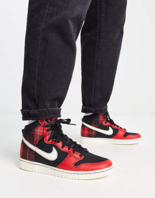 Nike Dunk High Retro SE sneakers in black and red ASOS