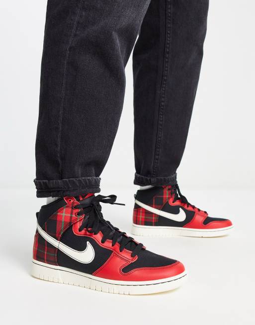 Nike dunk clearance high black red