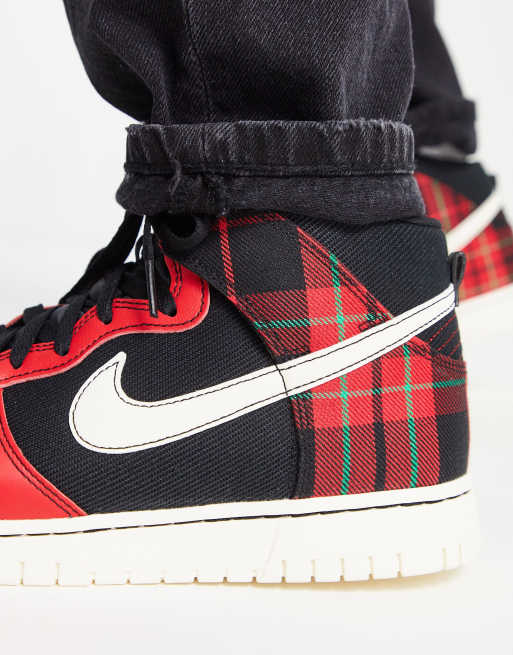 Nike dunks high outlet black red