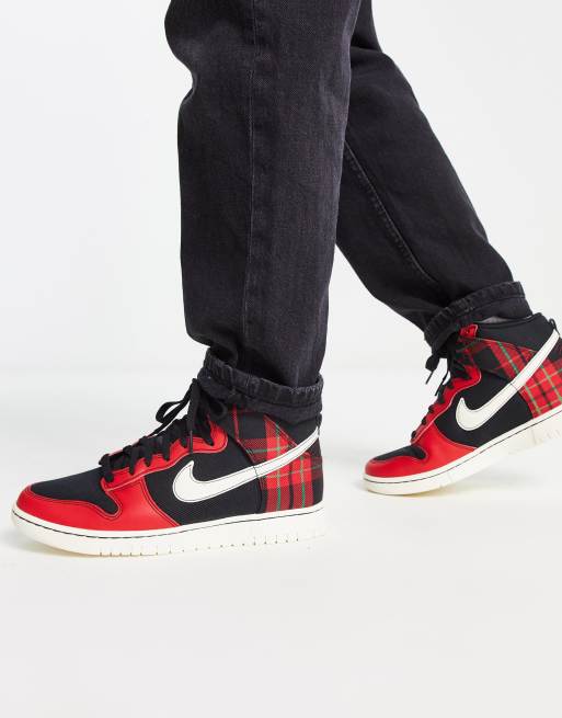 Nike dunk high hot sale red black