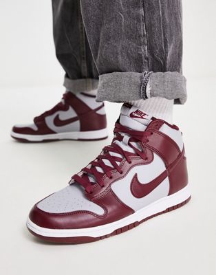 Nike Dunk High Retro sneakers in dark beetroot and wolf gray | ASOS