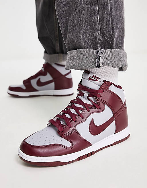 Nike Dunk High Retro sneakers in dark beetroot and wolf gray