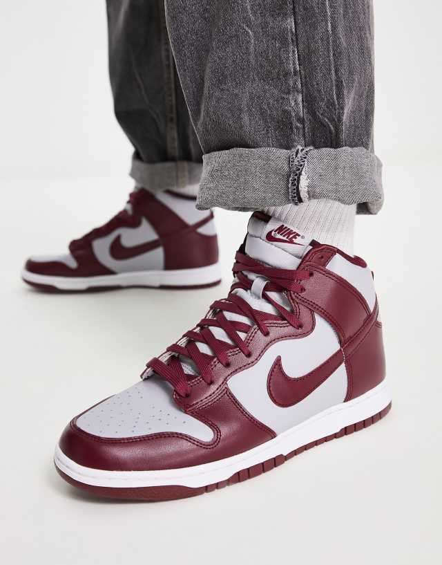 Nike Dunk High Retro sneakers in dark beetroot and wolf gray