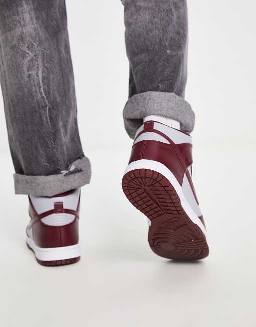 Nike Dunk High Retro sneakers in dark beetroot and wolf gray