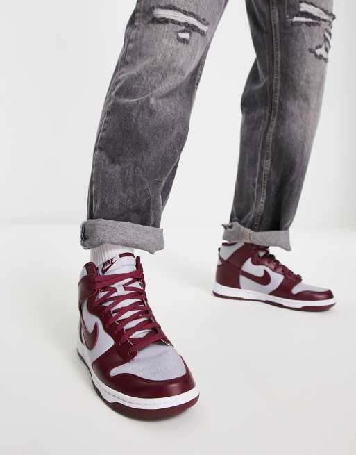 Nike Dunk High Retro sneakers in dark beetroot and wolf gray