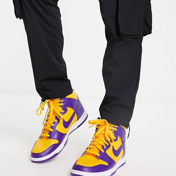 Nike Dunk High Retro Sneakers In Purple And Yellow | Asos
