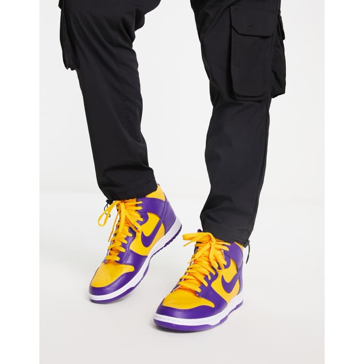 een keer Lot Italiaans Nike Dunk High Retro sneakers in purple and yellow | ASOS