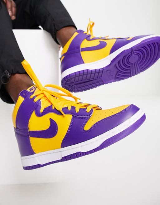 een keer Lot Italiaans Nike Dunk High Retro sneakers in purple and yellow | ASOS