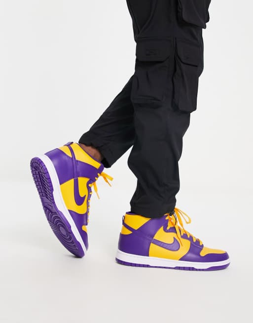 een keer Lot Italiaans Nike Dunk High Retro sneakers in purple and yellow | ASOS