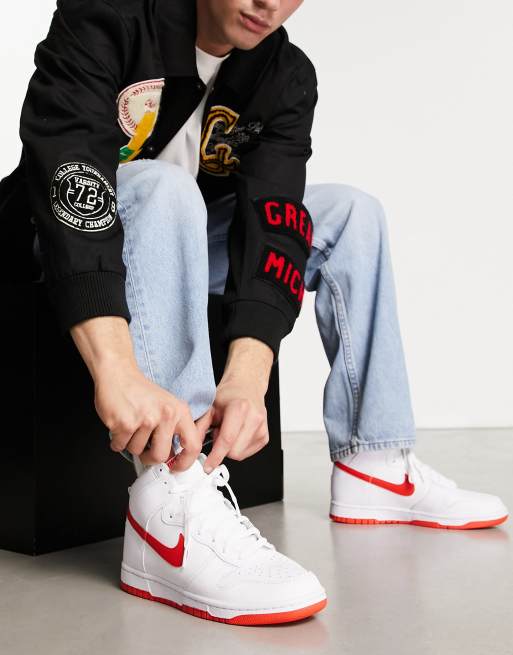 Nike Dunk High Retro sneakers in white and red - WHITE